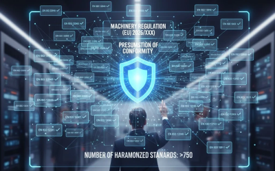 Hoeveel geharmoniseerde normen zijn er die een vermoeden van overeenstemming geven met de machineverordening?