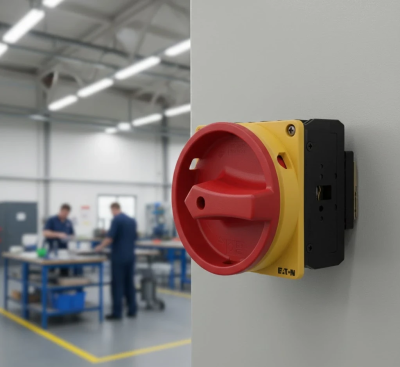 Welke kleur moet de hoofdschakelaar hebben?