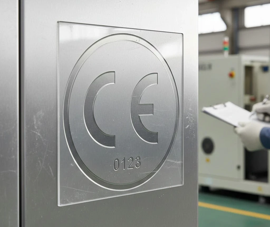 CE-markering zichtbaar, leesbaar en onuitwisbaar op de machine aanbrengen